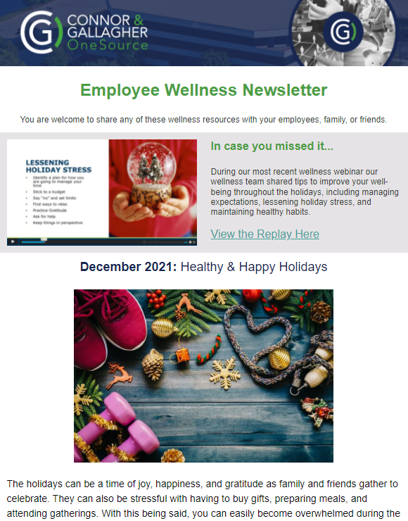 December 2021 Wellness Newsletter